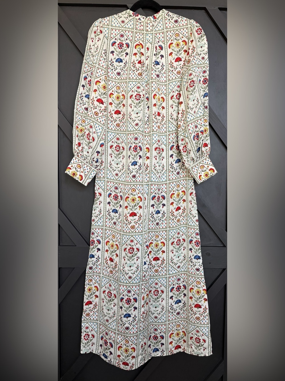 HUNTER BELL Cream Maxi Dress with Red and Blue Floral Print - Picture 7 of 13